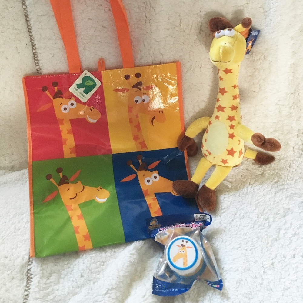 Toys R Us Geoffrey Giraffe Plush bag squish NWT